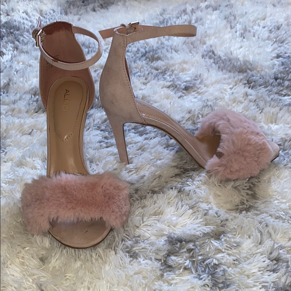 Aldo Pink Fur Strap Heels